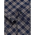 thumbnail image 4 of Camisa JEMITOP para hombre, manga larga, corte ajustado, a cuadros, azul marino, bronceado, L, 4 of 6