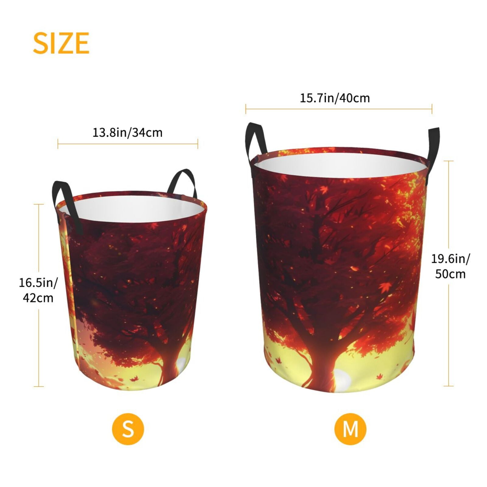 Large Laundry Basket with Handles - Golden Maple Sunset Tree Kids Baby Dirty Clothes Laundry Hamper for Bedroom Aesthetic