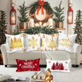 thumbnail image 4 of 20x20 Gold Christmas Pillow Covers Set of 4, Christmas Decorations Pillowcase, Winter Decorative Pillow Case, Merry Christmas Tree Cushion for Indoor Home Bedroom Sofa Xmas Couch Decor, 4 of 6