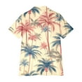 thumbnail image 4 of MDUKONU Womens Summer Hawaiian Shirts Soft Cool Floral Tropical Print T-Shirt Button Down V Neck Short Sleeve Tee Tops Beige L, 4 of 5