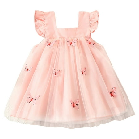 

Toddler Girls Fly Sleeve Butterfly Tulle Ruffles Dress Dance Party Princess Dresses Clothes Dark Dress for Toddler Girl Dress 24 Months