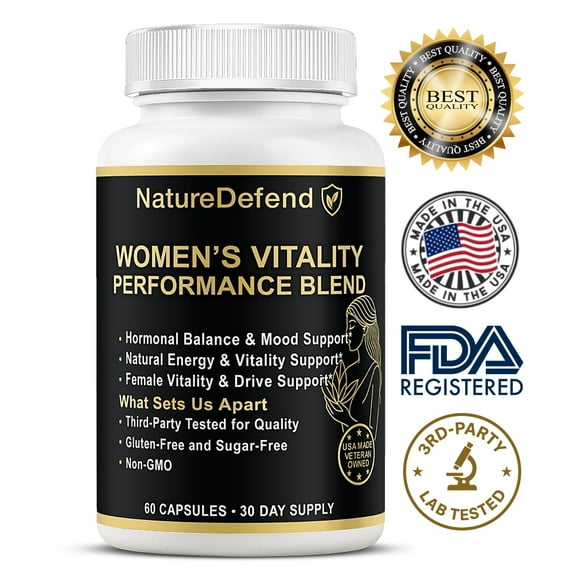 NatureDefend Women’s Vitality & Performance, Energy & Mood Support, 60 Capsules, USA