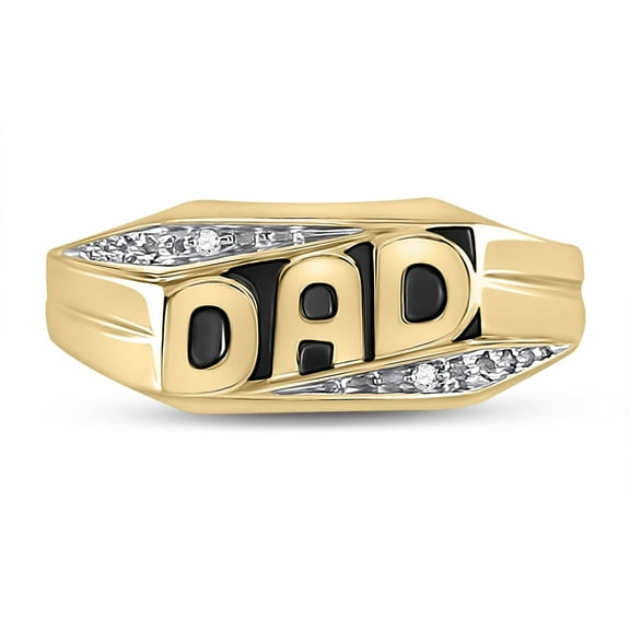 10kt Yellow Gold Mens Round Diamond Dad Father Ring .01 Cttw
