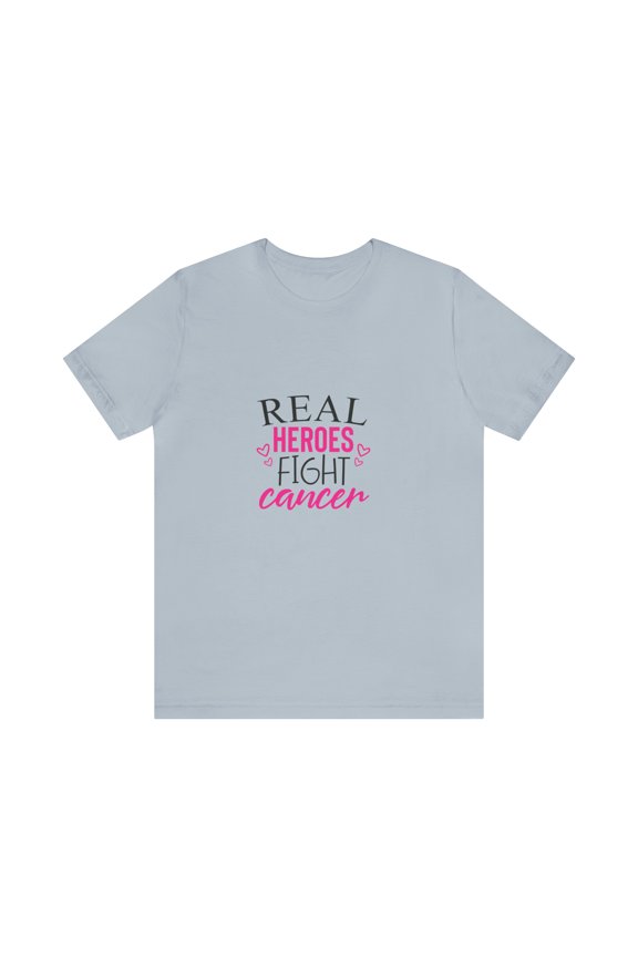 Real Heroes Fight Cancer Pink Unisex Jersey Short Sleeve Bella+Canva Tee