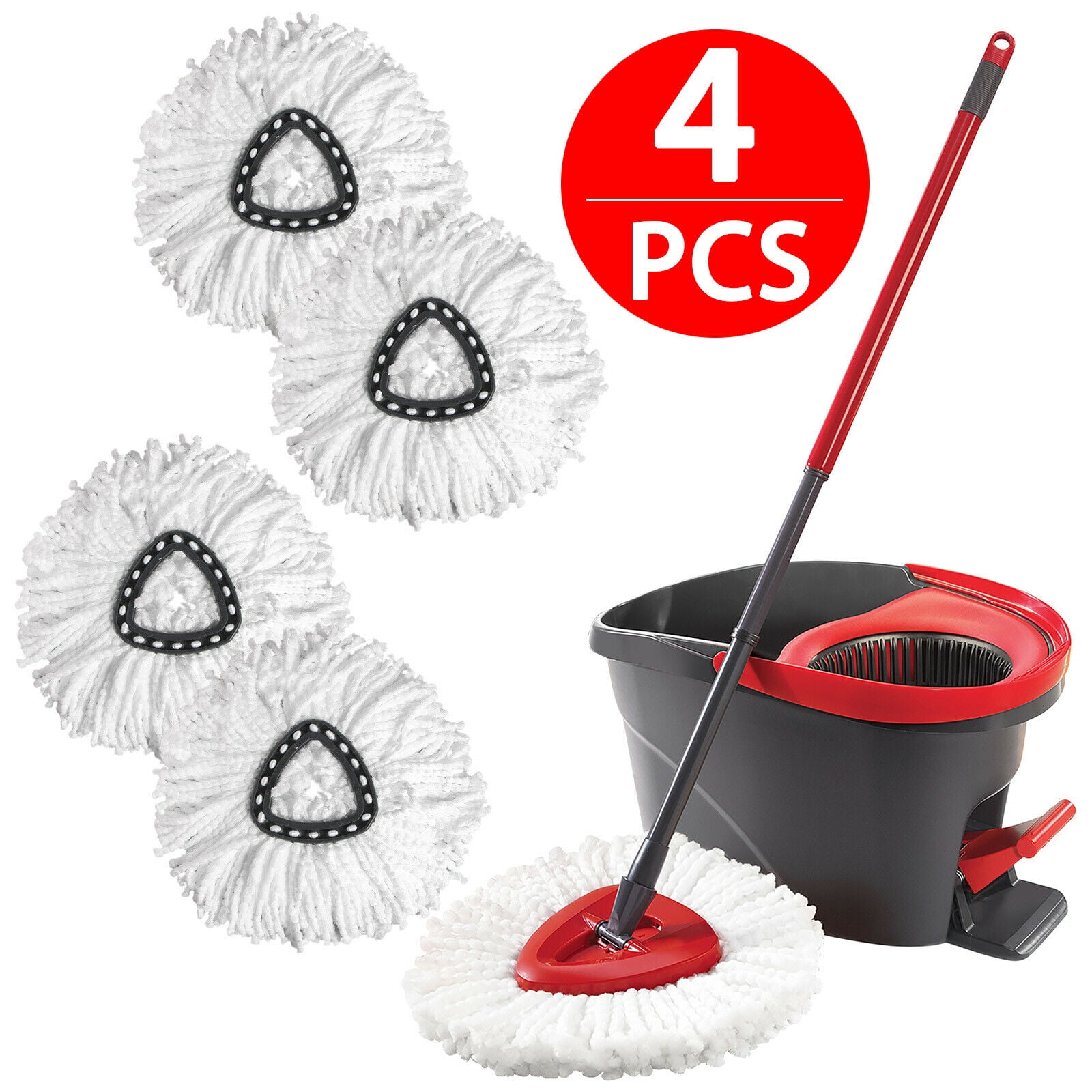 4/2/1Pack Microfiber Mop Head Clean Pad Spin Mop Refill EasyWring 