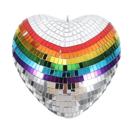 RENACLIPY Heart Shaped Disco Mirror Ball Multi Color Hanging Ornament for Party Wedding Decor