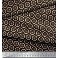 thumbnail image 3 of Soimoi Brown Rayon Fabric Lemon Slice Block Print Fabric by Yard 56 Inch Wide, 3 of 5