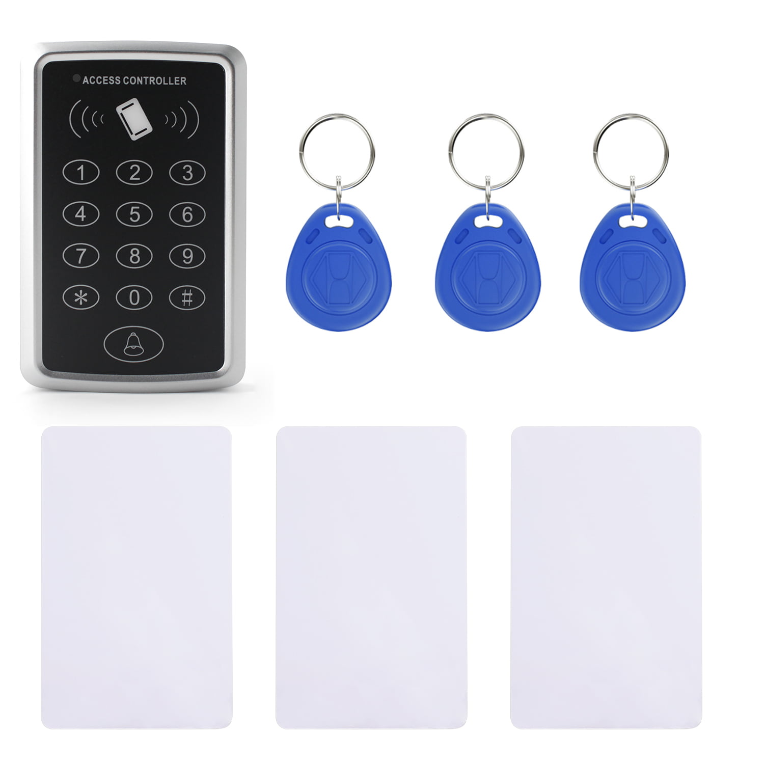 Dongyang Clavier de Contrôle daccès en Métal Contrôleur daccès Autonome à la Carte RFID 125KHz 10pcs EM Porte-clés 