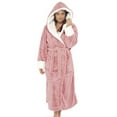 thumbnail image 3 of Gomelly Women Robe Velvet Bathrobe Warm Nightgowns Ladies Lounge Wear Sleepwear Long Sleeve Pink M, 3 of 5