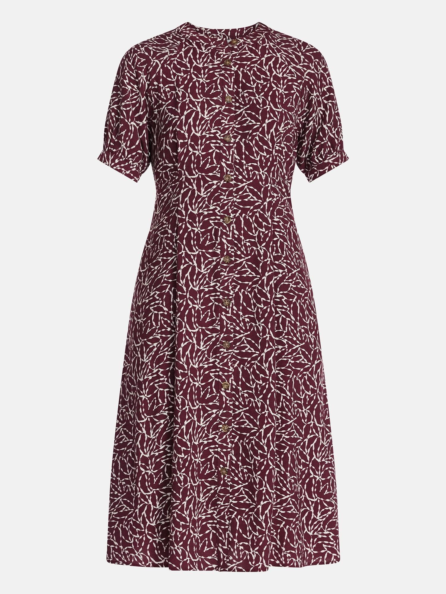 Time and Tru Women's Pleated Midi Shirtdress, Sizes XS-XXXL