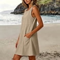 thumbnail image 6 of Horkkom Sleeveless Dress for Women Summer Tank Mini Dresses Casual Loose Beach Sundresses With Pockets L, 6 of 10