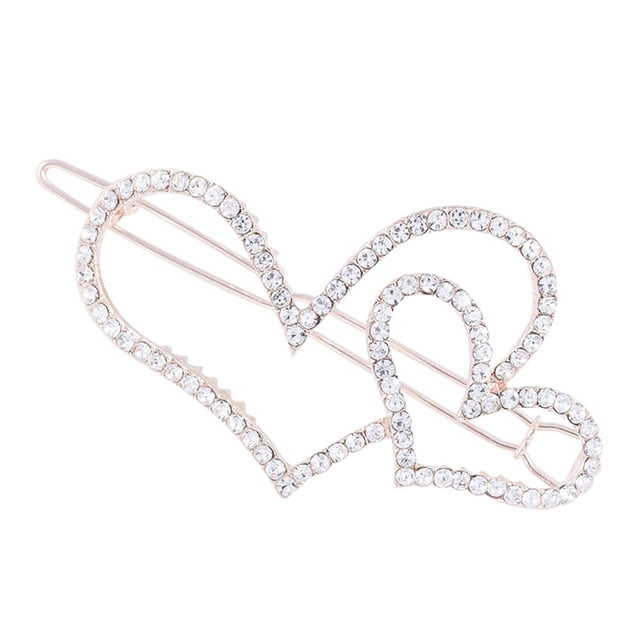 Accesorio de pasador de clip para el cabello de niña con diamantes de imitación en forma de corazón lindo de aleación de moda para mujer (plata 1343)