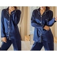 thumbnail image 2 of Liacowi Liacowi Women Fashion Smooth Comfort Solid Button Top Pants Silk Satin Sleepwear Set Home Pajamas, 2 of 4