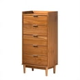 thumbnail image 4 of 5-Drawer Solid Wood Tall Bedroom Chest Dresser - Caramel, 4 of 6