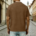 thumbnail image 6 of BVnarty Men's Button Placket Stand Collar Short Sleeve Shirt, Retro Relaxed‑Fit Summer Casual Tops Brown M, 6 of 8
