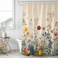 thumbnail image 4 of Spring Floral Bathroom Shower Curtains with 12 Hooks Polyester Waterproof Shower Curtain for Stalls and Bathtubs Beige Watercolor Botanical Decorative Bathroom Privacy Curtain 36x72 Inches, 4 of 8