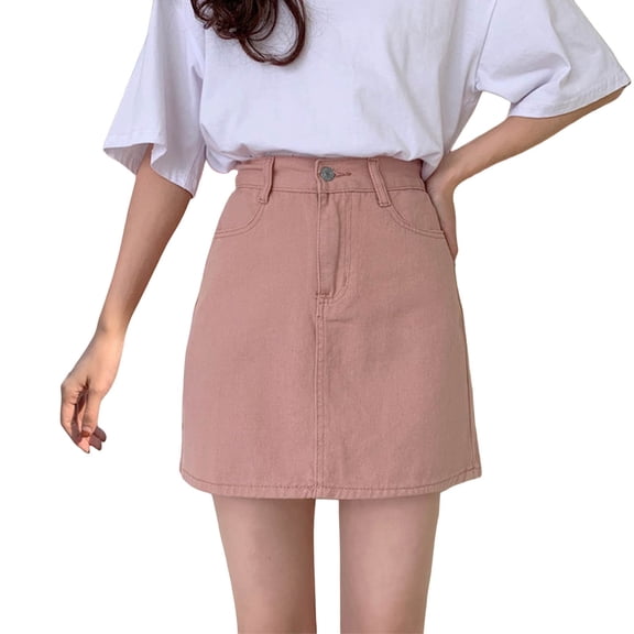 GJSYRH Jean Skorts for Woman High Waisted Trendy Slit Stretchy Denim Skirt with Shorts Casual Summer Skorts Skirts
