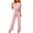 Pink, variant on Giftesty Jumpsuit for Women ,Women Short Sleeve Playsuit Clubwear Straight Leg Jumpsuit with Belt BK/XL