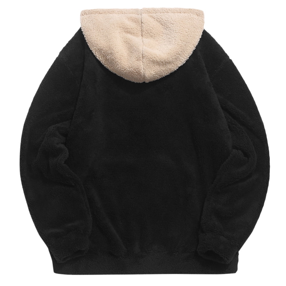 Colorblock kangaroo pocket fluffy hoodie sale