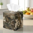 thumbnail image 3 of COEQINE PU Leather Square Tissue Box Cover, Snap Closure for Easy Refill & Storage, Universal Decorative Tissue Holder for Home Bedroom Car Office Desk, Camo Hunting Forest, 3 of 7