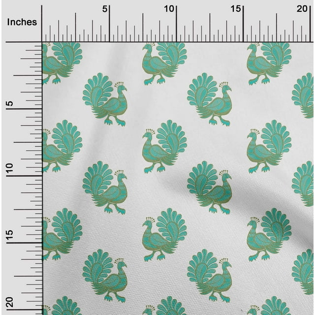 oneOone Viscose Jersey Fabric Peacock Block Fabric Prints By Yard 60 Inch Wide