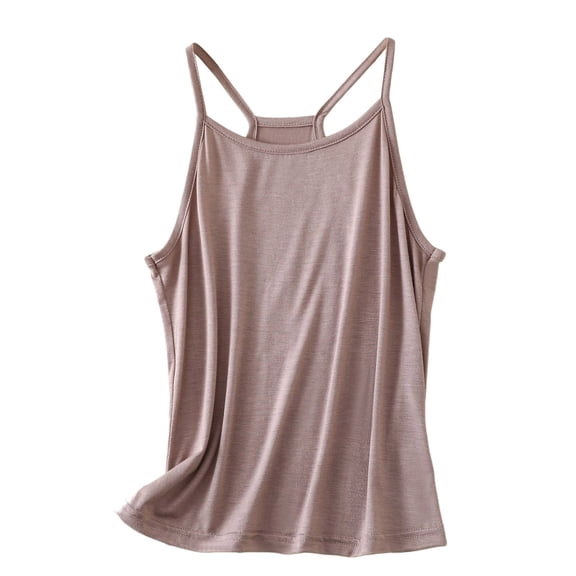 Ticikt Women Stretch Tank Top, Y Back Spaghetti Strap Slim Fit Camisole for Layering Outfits,Color:Khaki