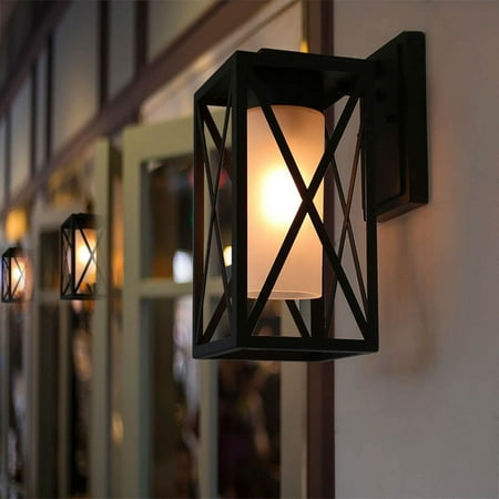 

LNC 1-Light Modern Farmhouse Matte Black Outdoor Wall Sconce/Frosted Shade Outdoor Lighting Fixture 7.5 D x 12.26 H x 6.2 W