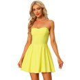 thumbnail image 1 of Disfraz de navidad Allegra K mujeres sin tirantes mini vestido tubo acampanado Amarillo claro S, 1 of 6