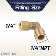 thumbnail image 2 of LTWFITTING 1/4" OD x 1/4" Male NPT 90 Degree Compression Elbow,Brass Compression Fitting(Pack of 5), 2 of 5