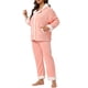 thumbnail image 4 of Pijama de flanela cálido de manga larga con botones para mujer INSPIRE CHIC, conjunto XL, color rosa, 4 of 5