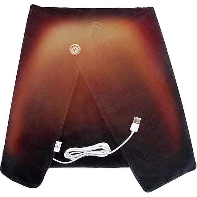 Electric Heated Shawl Heated Blanket Breathable Cushion USB Heated Shawl Unisex for Pain Relief Shoulder Knees Stomach Black