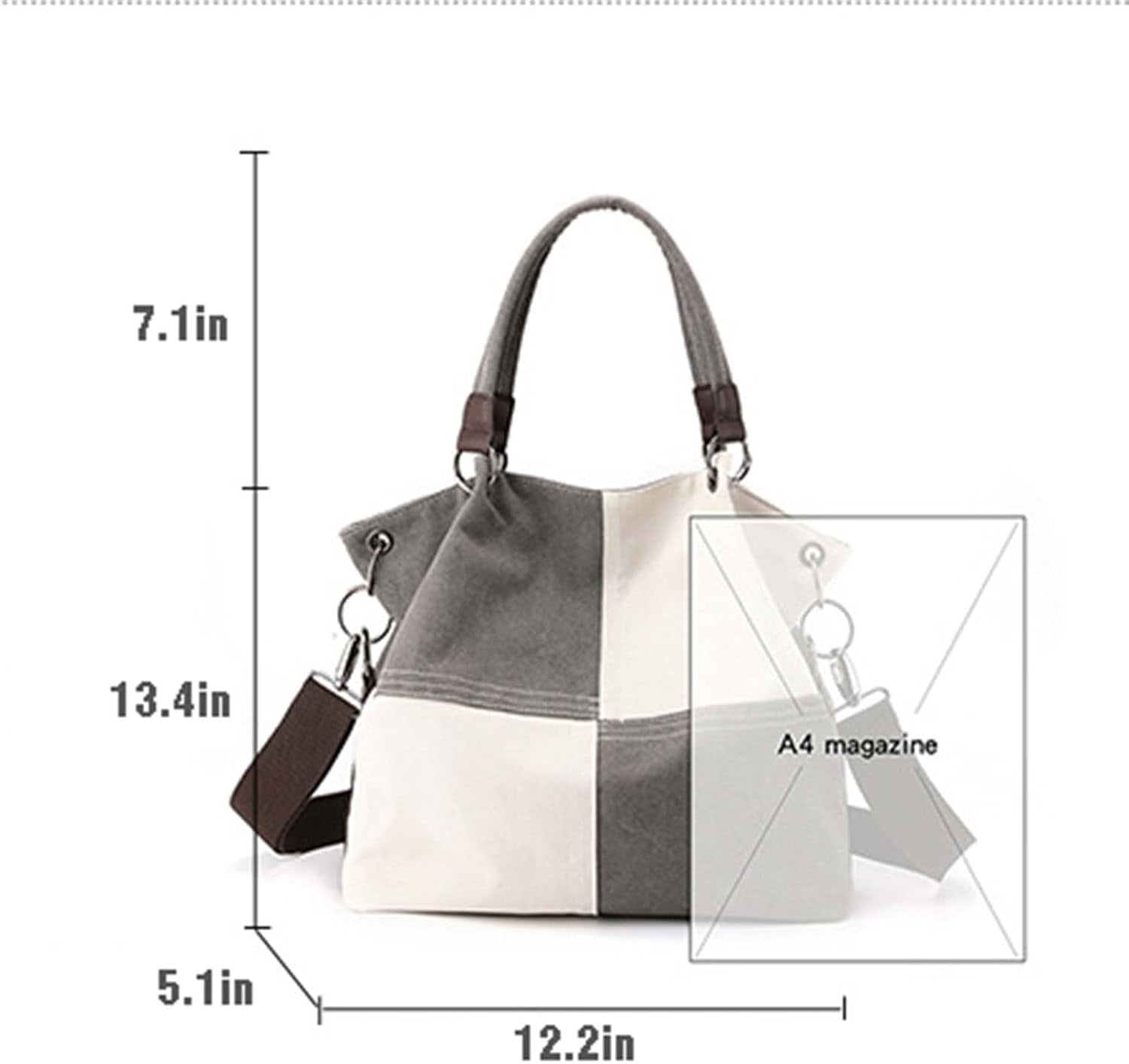 Canvas Crossbody Bag for Women Patchwork color collision Vintage Multi-pocket Work Shoulder Crossbody Bag for Womens
