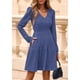 thumbnail image 3 of Vestido PRETTYGARDEN Otoño 2025 Cuello en V Manga Larga Azul L, 3 of 8