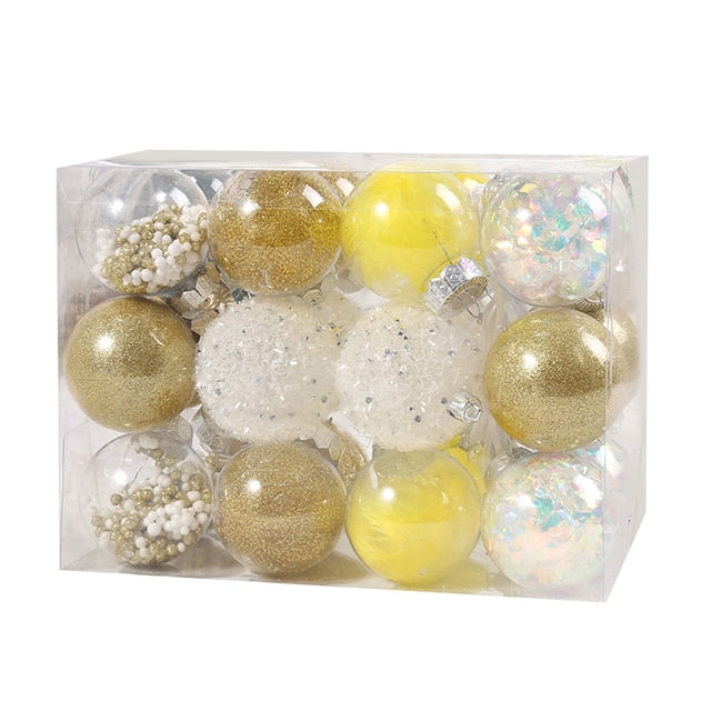 24 bolas navideñas irrompibles | Adornos de plástico para árbol de 6 cm | 6 diseños coloridos surtidos para decoración de fiestas, bodas y festividades