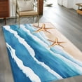 thumbnail image 3 of Rectangle Area Rug 4x6ft, Summer Beach Ocean Starfish Non-Shedding Washable Area Rug, Blue Gradient Water Ripple Non Slip Low-Profile Rugs for Living Room, Bedroom Dining Room, 3 of 9