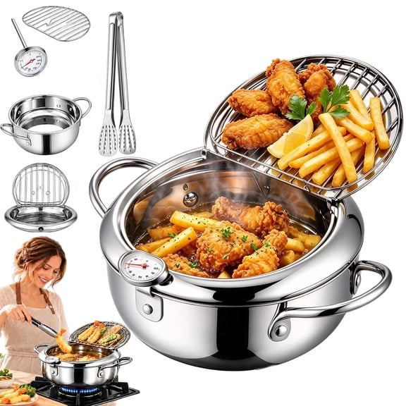 304 Stainless Steel Deep Fryer Pot with Thermometer Control