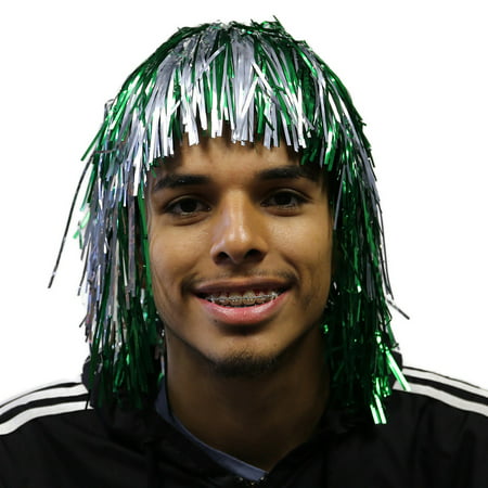 Green and Silver Tinsel Wig
