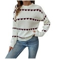 thumbnail image 2 of Hipattires Love Heart Print Sweaters for Women Skinny Casual Pullover Soft Knit Thick Warm Tops Winter Trendy Womens Blouse Red, 2 of 9