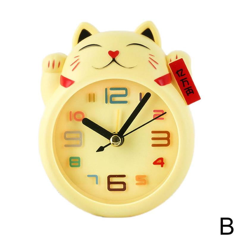 Chinese Lucky Cat Clock Feng Shui Figure Clock in Colourful Kid Alarm