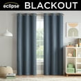 thumbnail image 3 of Eclipse Kids Chambray Solid 100% Blackout Grommet 84" long x 40" wide Curtain panel in Navy, 3 of 7
