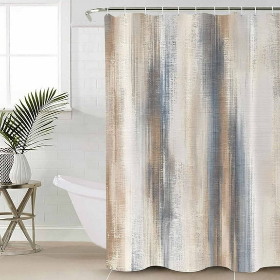 Beige Gray Waterproof Fabric Shower Curtain, Abstract Grunge Mottled Neutral Texture Shower Curtain for Bathroom Curtains Bathtubs Hotel Washable Shower Curtains with 12 Hooks Long 72x78in