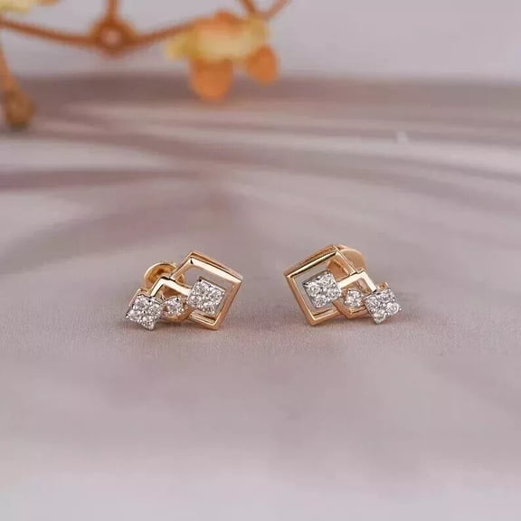 14K Yellow Gold Plated 1Ct Round Cut Lab Created Diamond Women's Stud Earrings