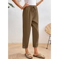 thumbnail image 6 of DOKOTOO Womens Casual Crochet Lace Pants Drawstring Elastic Waist Cropped Pants Lightweight Straight Leg Trousers with Pockets, 6 of 8