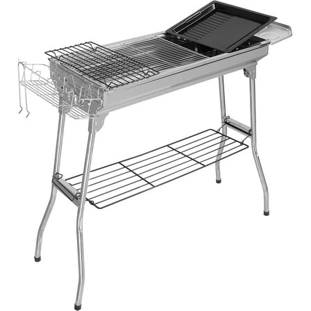 Portable Charcoal Grill and Smoker, Foldable Stainless Steel Grill (39.37 x 12.2 x 27.95)