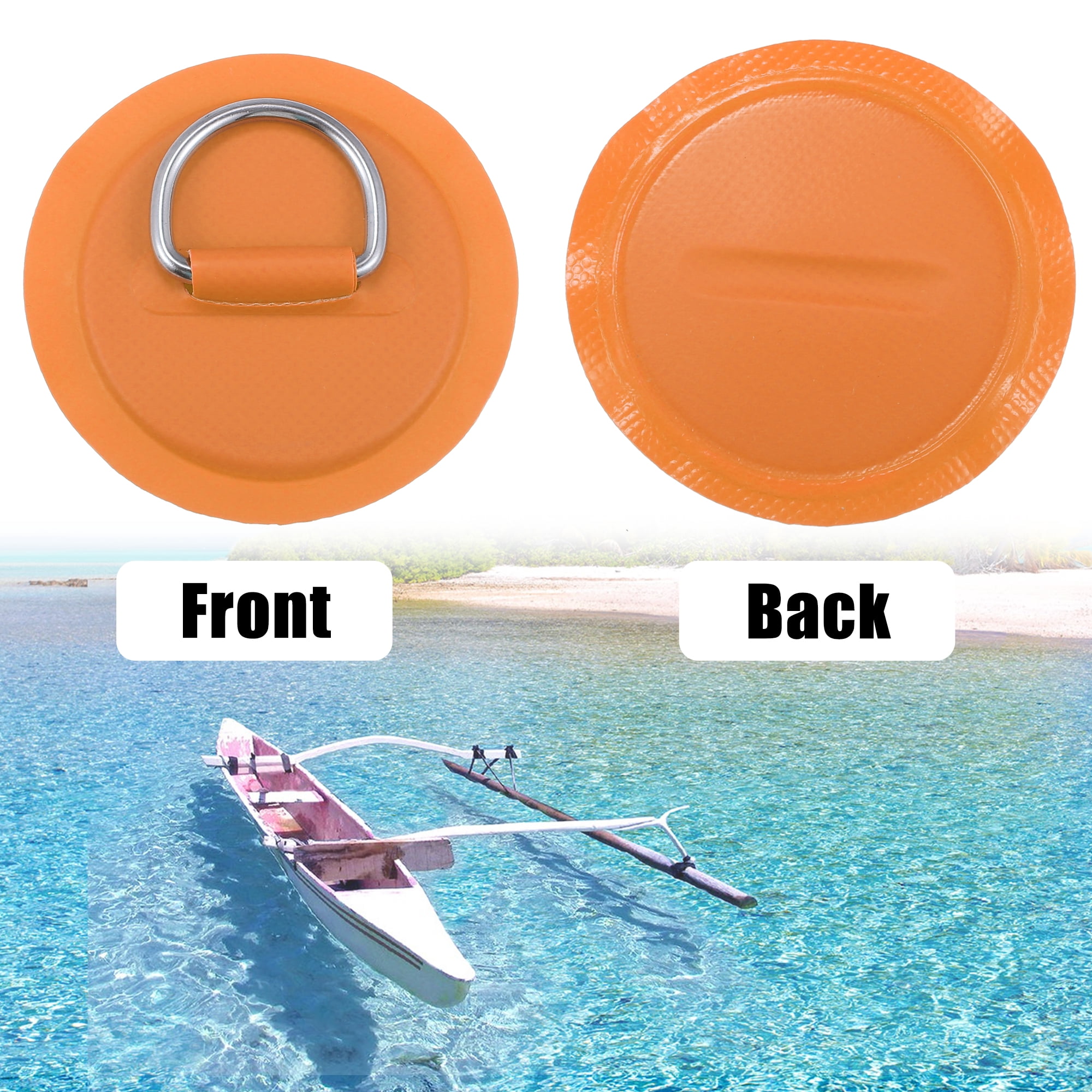 6pcs 8cm Orange D Ring Patch Stainless Steel Round Shape D Ring Pad Set for Inflatable Boat Kayak with Hooks Handle