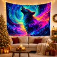 thumbnail image 3 of Cosmic Howling Wolf in Psychedelic Swirls, Mystical Celestial for Nature Lovers, Wildlife Wall Art, Housewarming Gift Tapestry Wall Hanging for Bedroom, Living Room and Dorm, 3 of 7