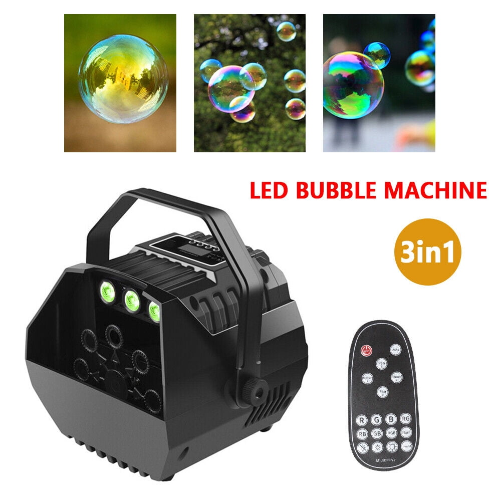 15W Bubble Machine, Wireless Remote Control Automatic Bubble Blower RGB