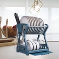 thumbnail image 1 of unbranded Organizador De Platos Azul Multifuncional Para Cocina Con Escurridor Y Base Antigoteo Para Uso Doméstico, 1 of 5