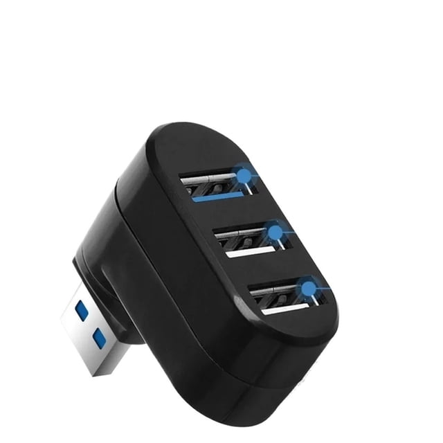 180° Rotatable 3-Port USB Hub, High Speed Data Transfer USB Splitter Expander Adapter for Laptop PC