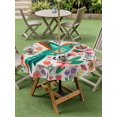 thumbnail image 4 of Outdoor Tablecloth with Umbrella Hole for Patio/Picnic/Party/Camping, Turquoise Birds Waterproof Table Cloth Round Cover Washable, Country Cartoon Colorful Flowers Herbs (Dia 60"), 4 of 8